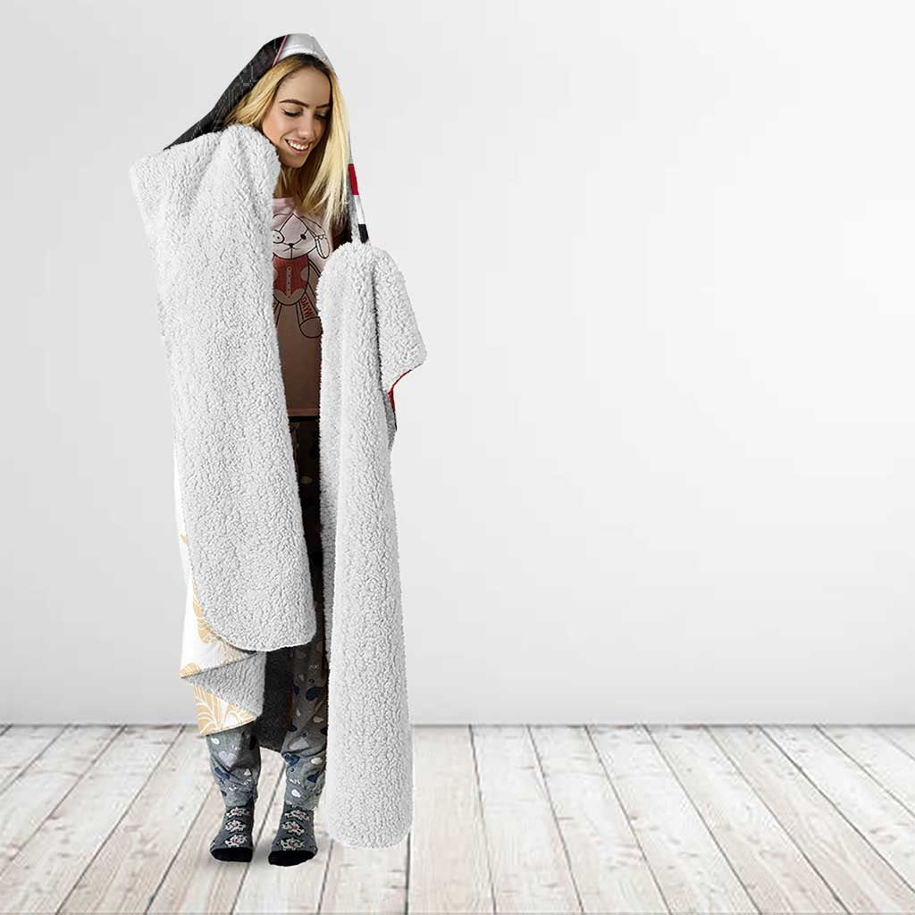 Yemen Hooded Blanket with Mocha Coffee Plant Design and National Flag Accents