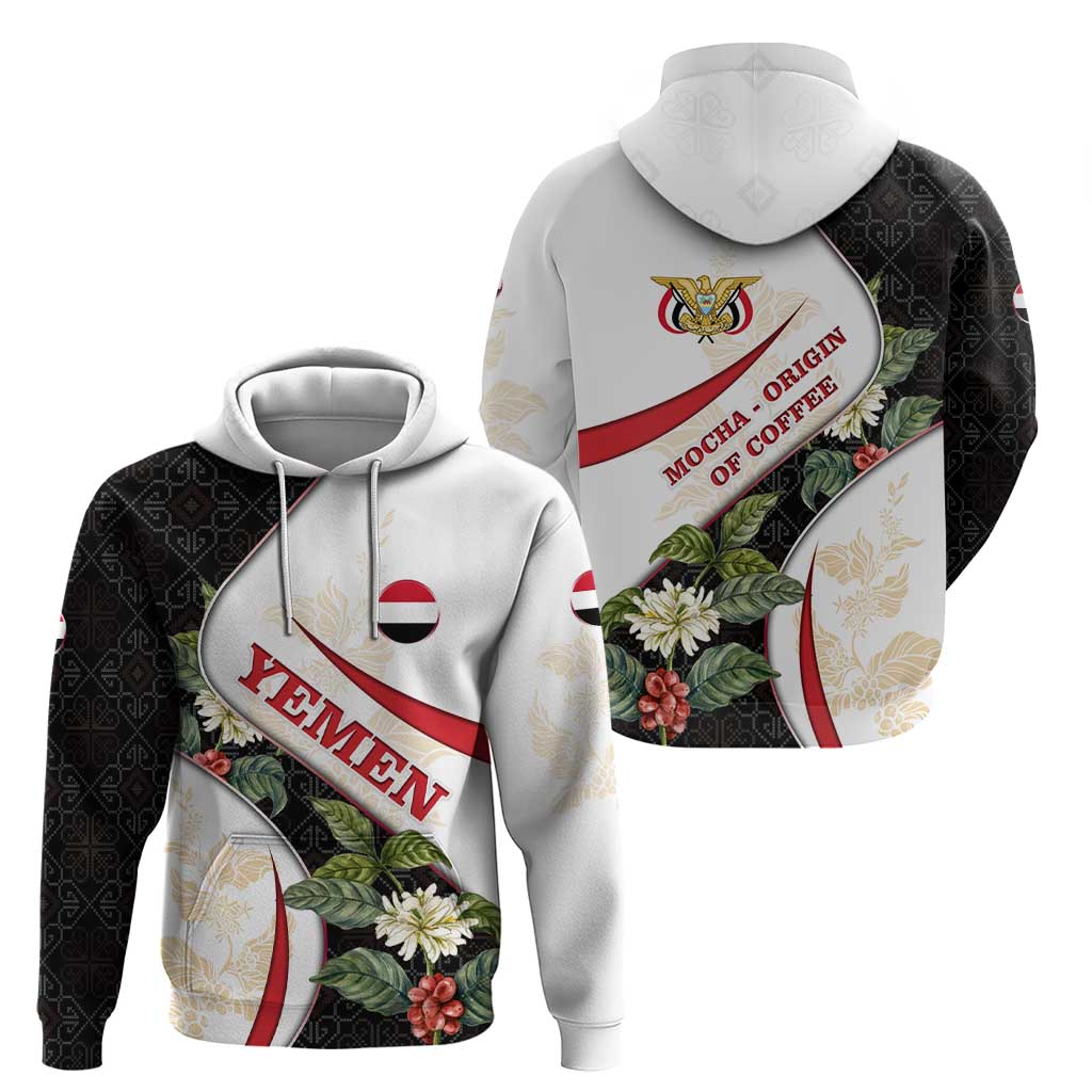 Yemen Hoodie with Mocha Coffee Plant Design and National Flag Accents