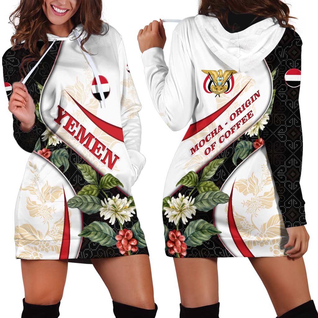 Yemen Hoodie Dress with Mocha Coffee Plant Design and National Flag Accents
