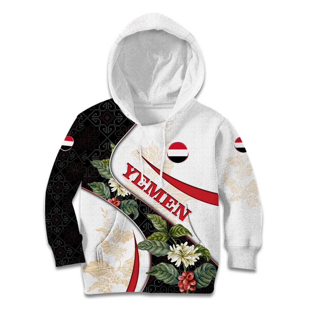 Yemen Kid Hoodie with Mocha Coffee Plant Design and National Flag Accents