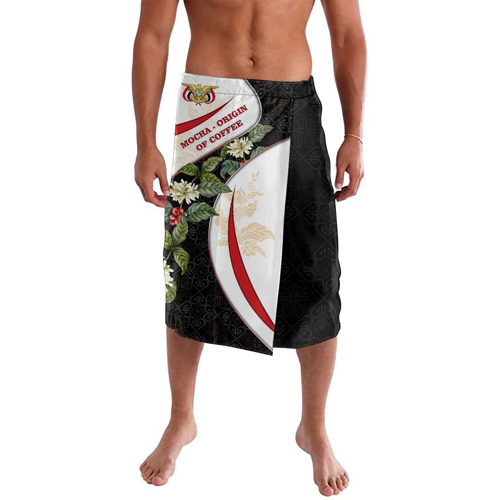 Yemen Lavalava with Mocha Coffee Plant Design and National Flag Accents