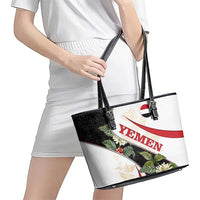 Yemen Leather Tote Bag with Mocha Coffee Plant Design and National Flag Accents