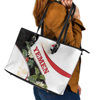 Yemen Leather Tote Bag with Mocha Coffee Plant Design and National Flag Accents