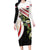 Yemen Long Sleeve Bodycon Dress with Mocha Coffee Plant Design and National Flag Accents