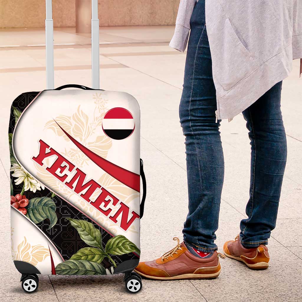 Yemen Luggage Cover with Mocha Coffee Plant Design and National Flag Accents