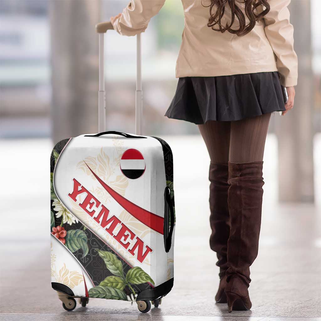 Yemen Luggage Cover with Mocha Coffee Plant Design and National Flag Accents