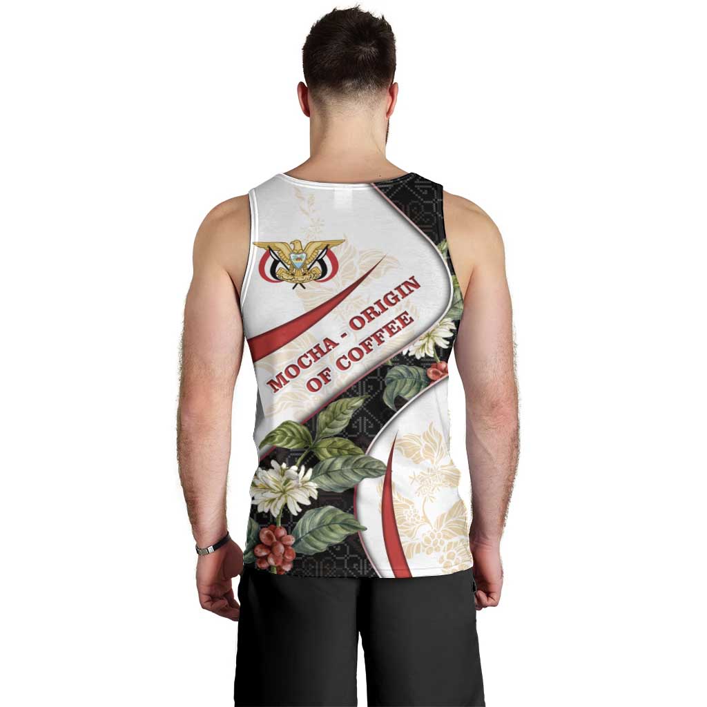 Yemen Men Tank Top with Mocha Coffee Plant Design and National Flag Accents