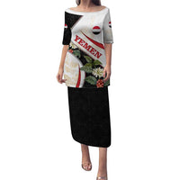 Yemen Puletasi with Mocha Coffee Plant Design and National Flag Accents