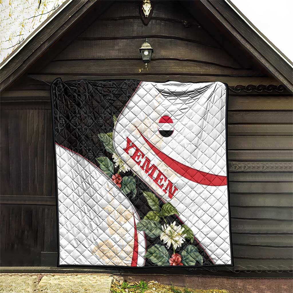 Yemen Quilt with Mocha Coffee Plant Design and National Flag Accents