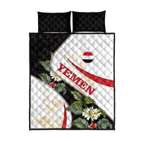 Yemen Quilt Bed Set with Mocha Coffee Plant Design and National Flag Accents