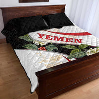 Yemen Quilt Bed Set with Mocha Coffee Plant Design and National Flag Accents