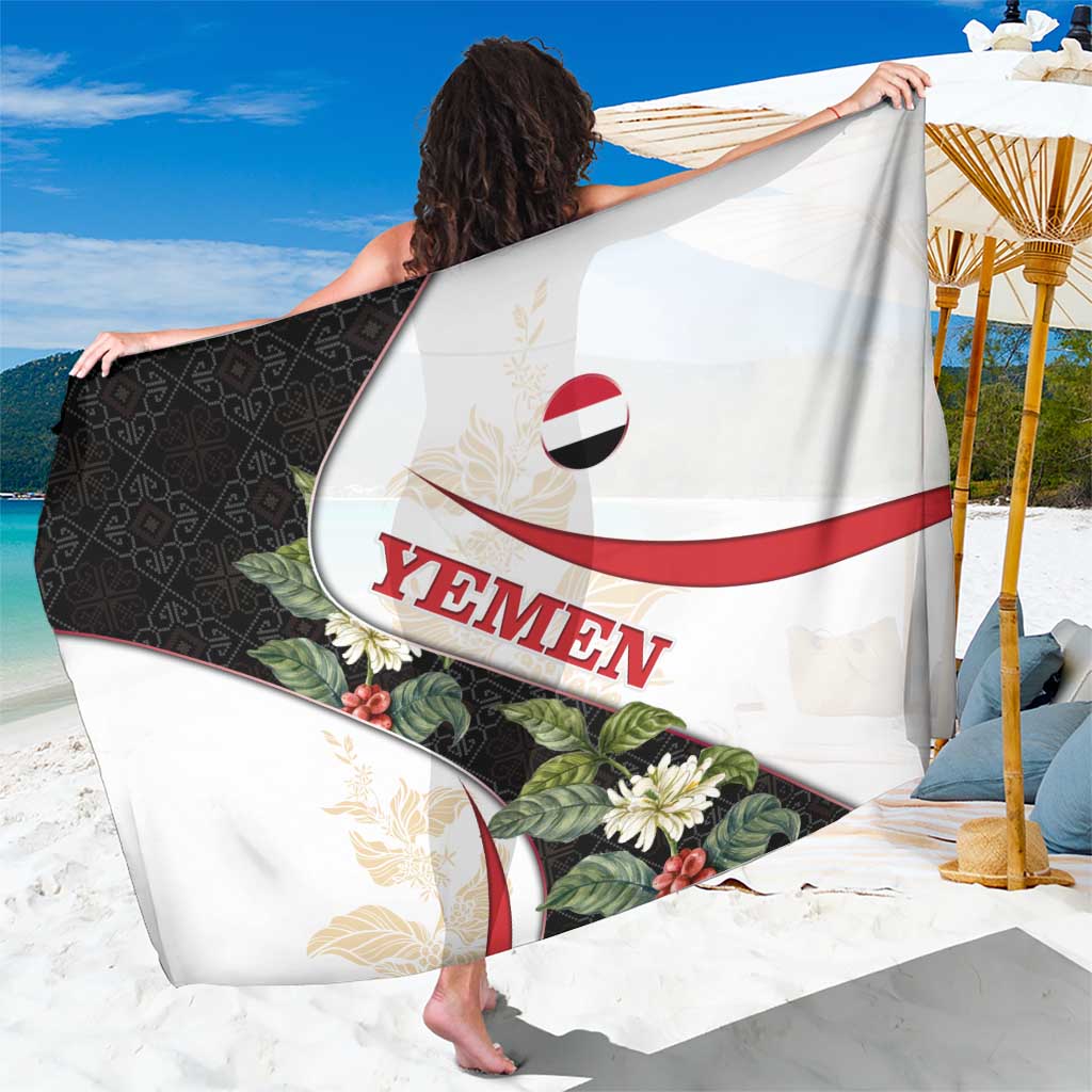 Yemen Sarong with Mocha Coffee Plant Design and National Flag Accents