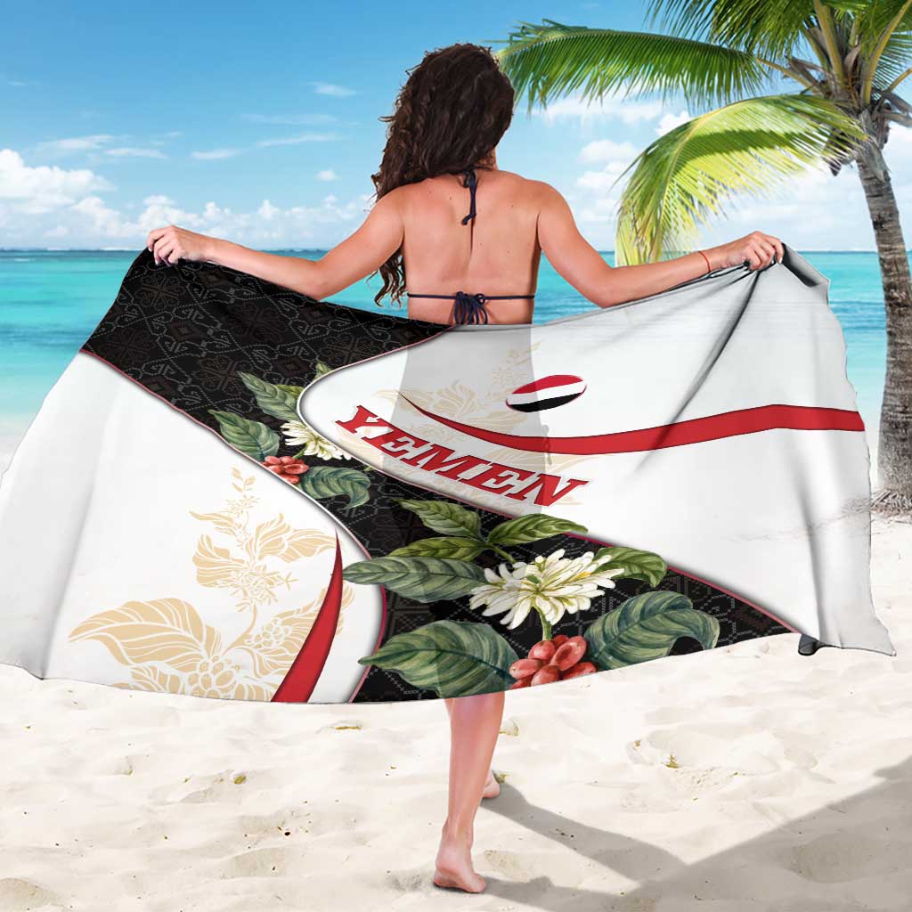 Yemen Sarong with Mocha Coffee Plant Design and National Flag Accents