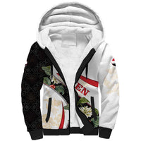 Yemen Sherpa Hoodie with Mocha Coffee Plant Design and National Flag Accents