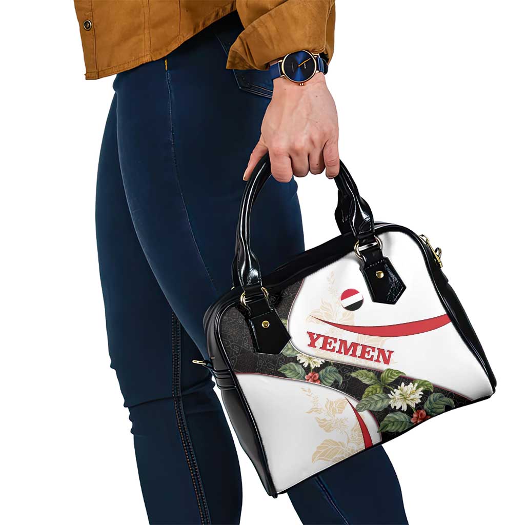Yemen Shoulder Handbag with Mocha Coffee Plant Design and National Flag Accents