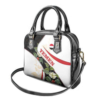 Yemen Shoulder Handbag with Mocha Coffee Plant Design and National Flag Accents