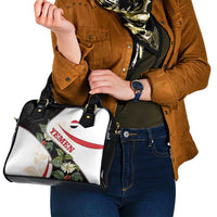 Yemen Shoulder Handbag with Mocha Coffee Plant Design and National Flag Accents