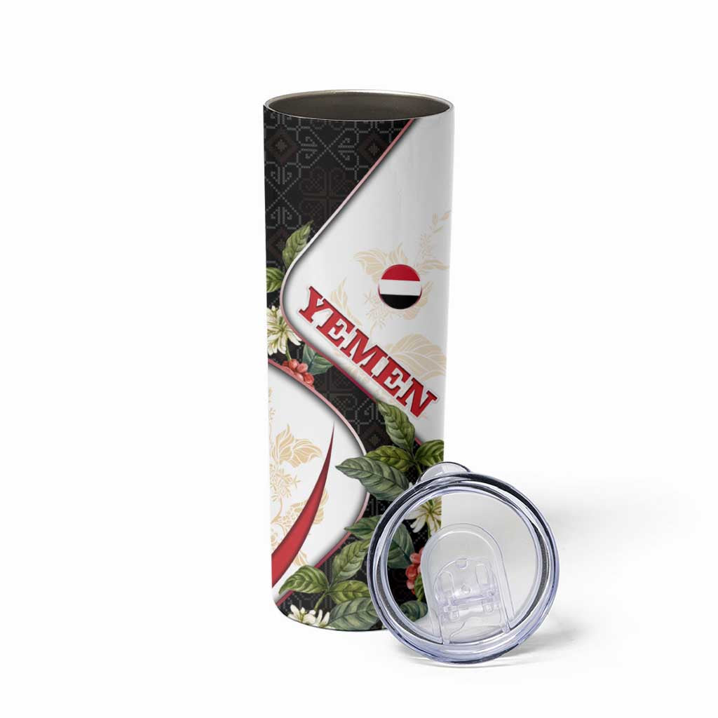 Yemen Skinny Tumbler with Mocha Coffee Plant Design and National Flag Accents