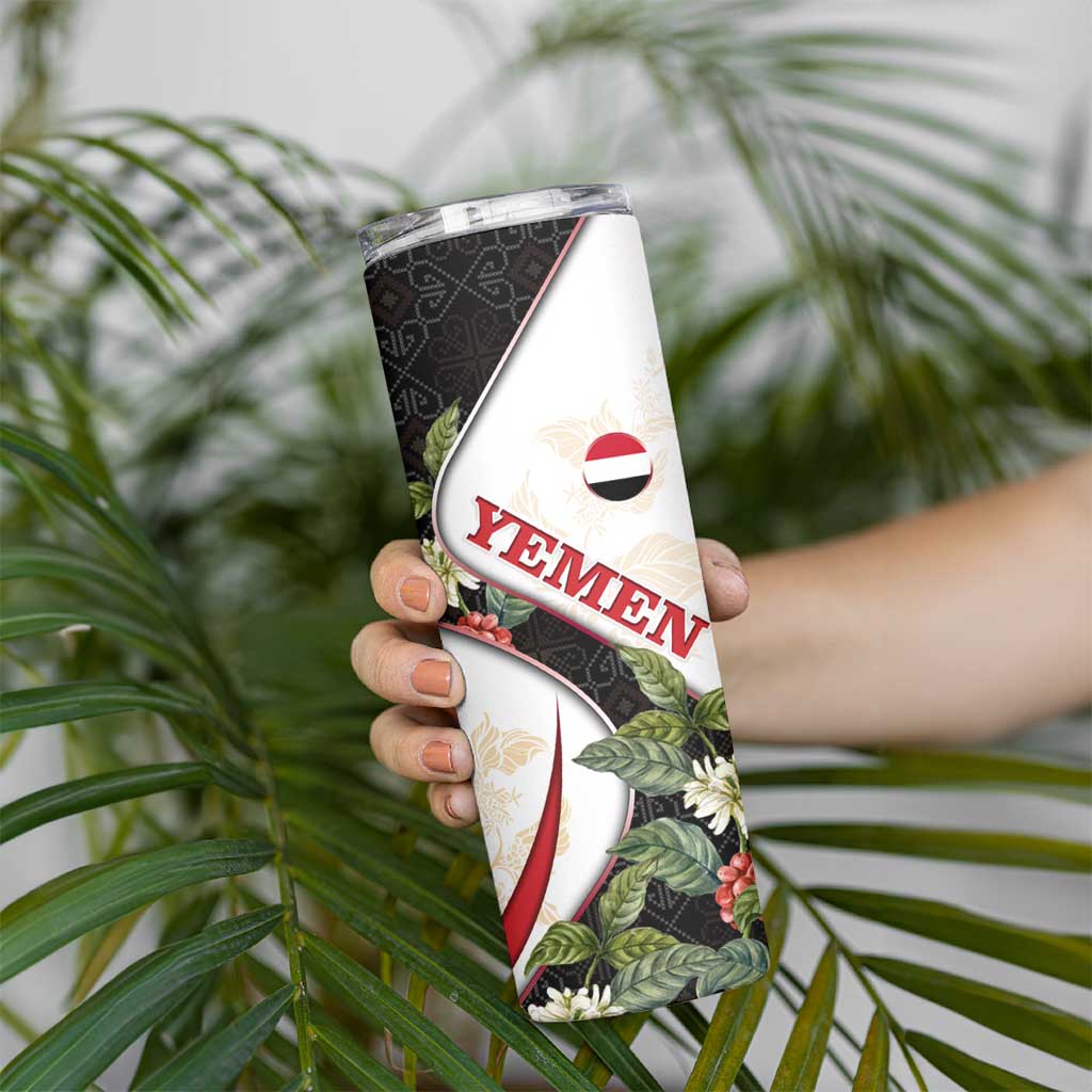 Yemen Skinny Tumbler with Mocha Coffee Plant Design and National Flag Accents