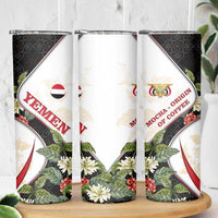 Yemen Skinny Tumbler with Mocha Coffee Plant Design and National Flag Accents