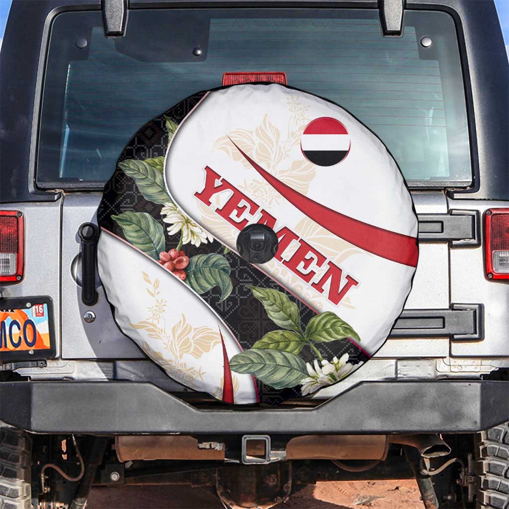 Yemen Spare Tire Cover with Mocha Coffee Plant Design and National Flag Accents