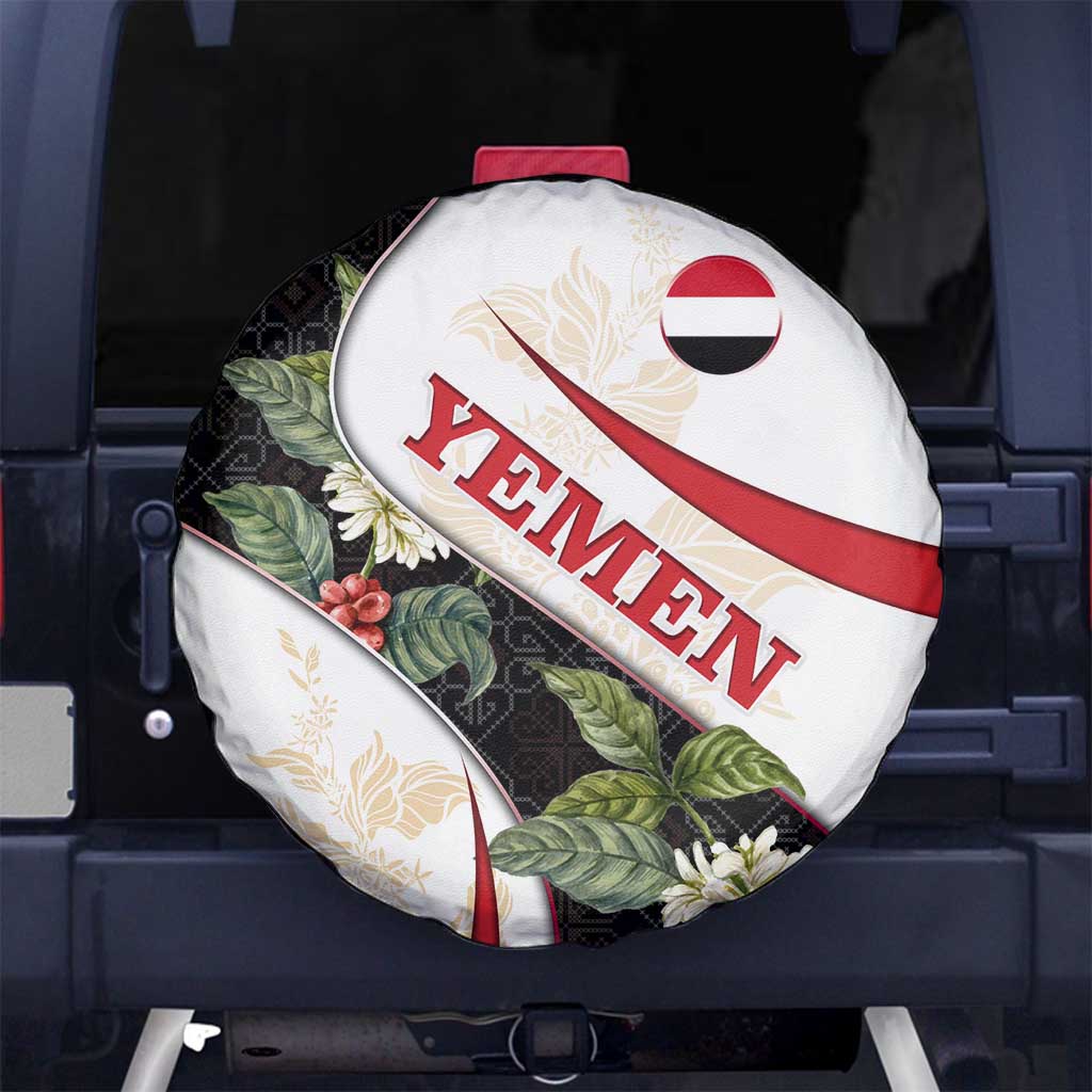 Yemen Spare Tire Cover with Mocha Coffee Plant Design and National Flag Accents