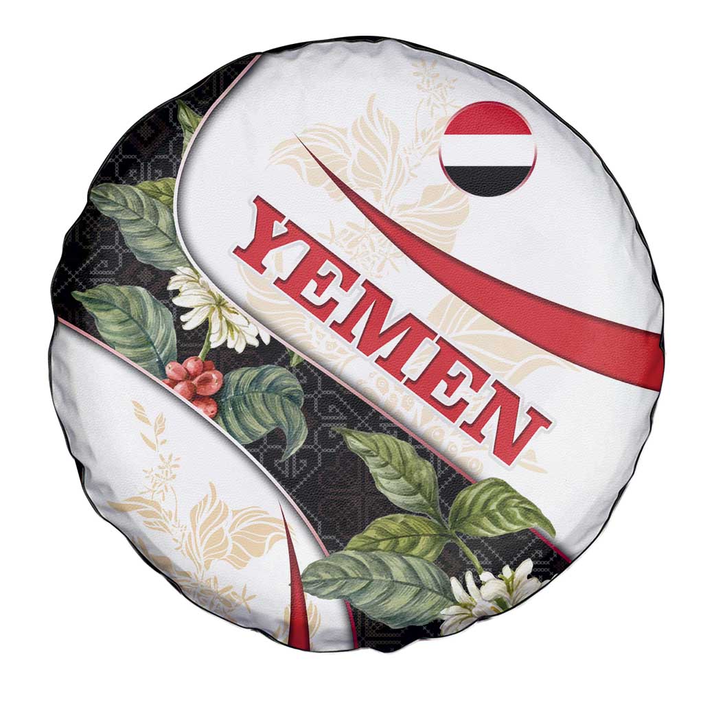 Yemen Spare Tire Cover with Mocha Coffee Plant Design and National Flag Accents