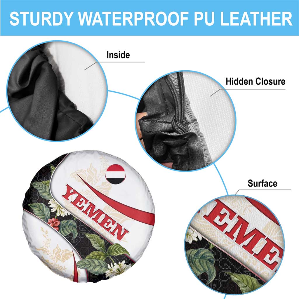 Yemen Spare Tire Cover with Mocha Coffee Plant Design and National Flag Accents