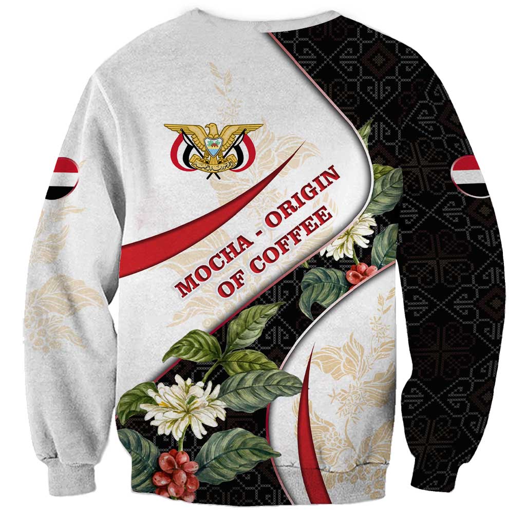 Yemen Sweatshirt with Mocha Coffee Plant Design and National Flag Accents