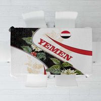 Yemen Tablecloth with Mocha Coffee Plant Design and National Flag Accents
