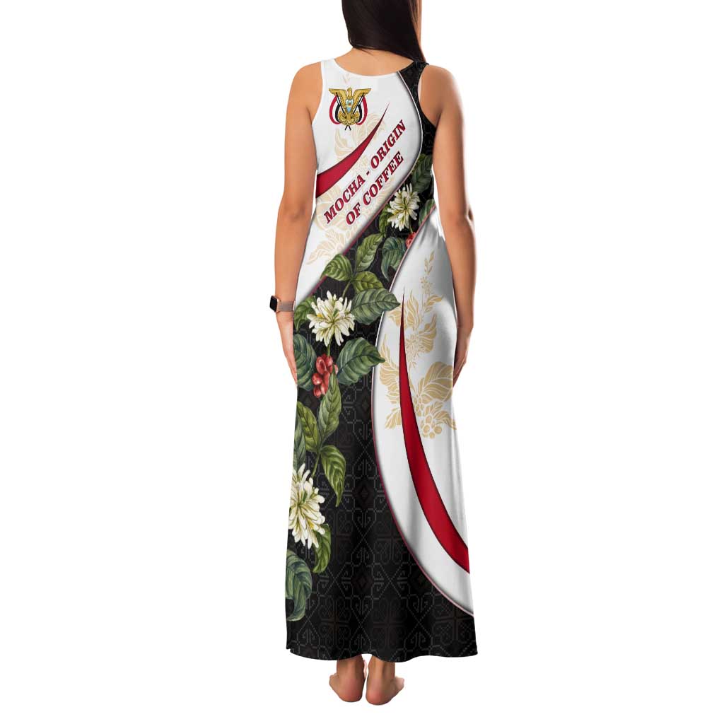 Yemen Tank Maxi Dress with Mocha Coffee Plant Design and National Flag Accents