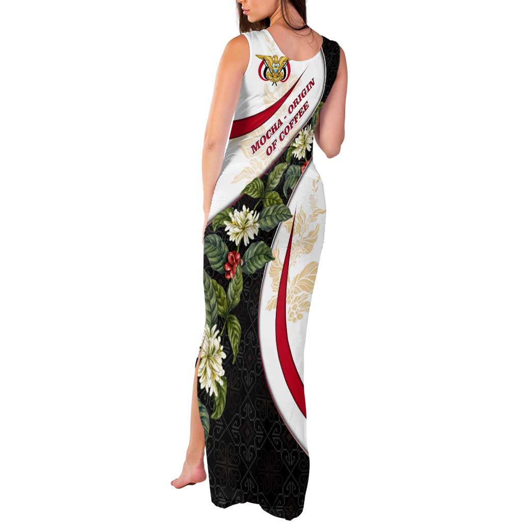 Yemen Tank Maxi Dress with Mocha Coffee Plant Design and National Flag Accents