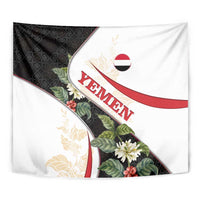 Yemen Tapestry with Mocha Coffee Plant Design and National Flag Accents