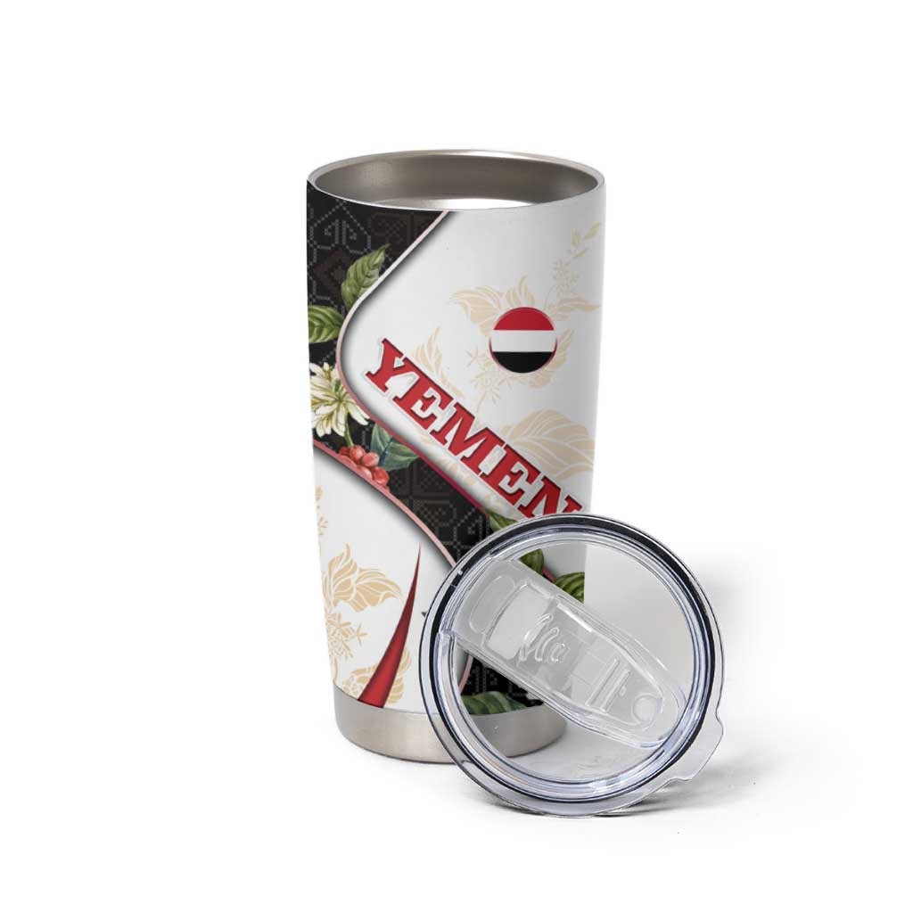 Yemen Tumbler Cup with Mocha Coffee Plant Design and National Flag Accents