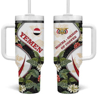 Yemen Tumbler With Handle with Mocha Coffee Plant Design and National Flag Accents