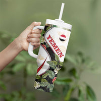 Yemen Tumbler With Handle with Mocha Coffee Plant Design and National Flag Accents