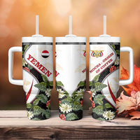 Yemen Tumbler With Handle with Mocha Coffee Plant Design and National Flag Accents