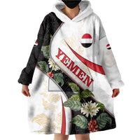 Yemen Wearable Blanket Hoodie with Mocha Coffee Plant Design and National Flag Accents