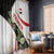 Yemen Window Curtain with Mocha Coffee Plant Design and National Flag Accents