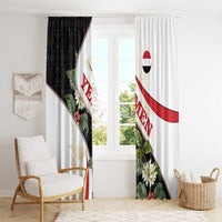 Yemen Window Curtain with Mocha Coffee Plant Design and National Flag Accents