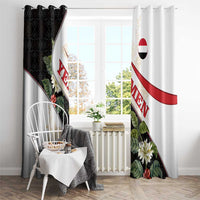 Yemen Window Curtain with Mocha Coffee Plant Design and National Flag Accents
