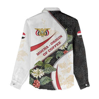 Yemen Women Casual Shirt with Mocha Coffee Plant Design and National Flag Accents
