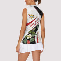 Yemen Women Sleeveless Polo Shirt with Mocha Coffee Plant Design and National Flag Accents