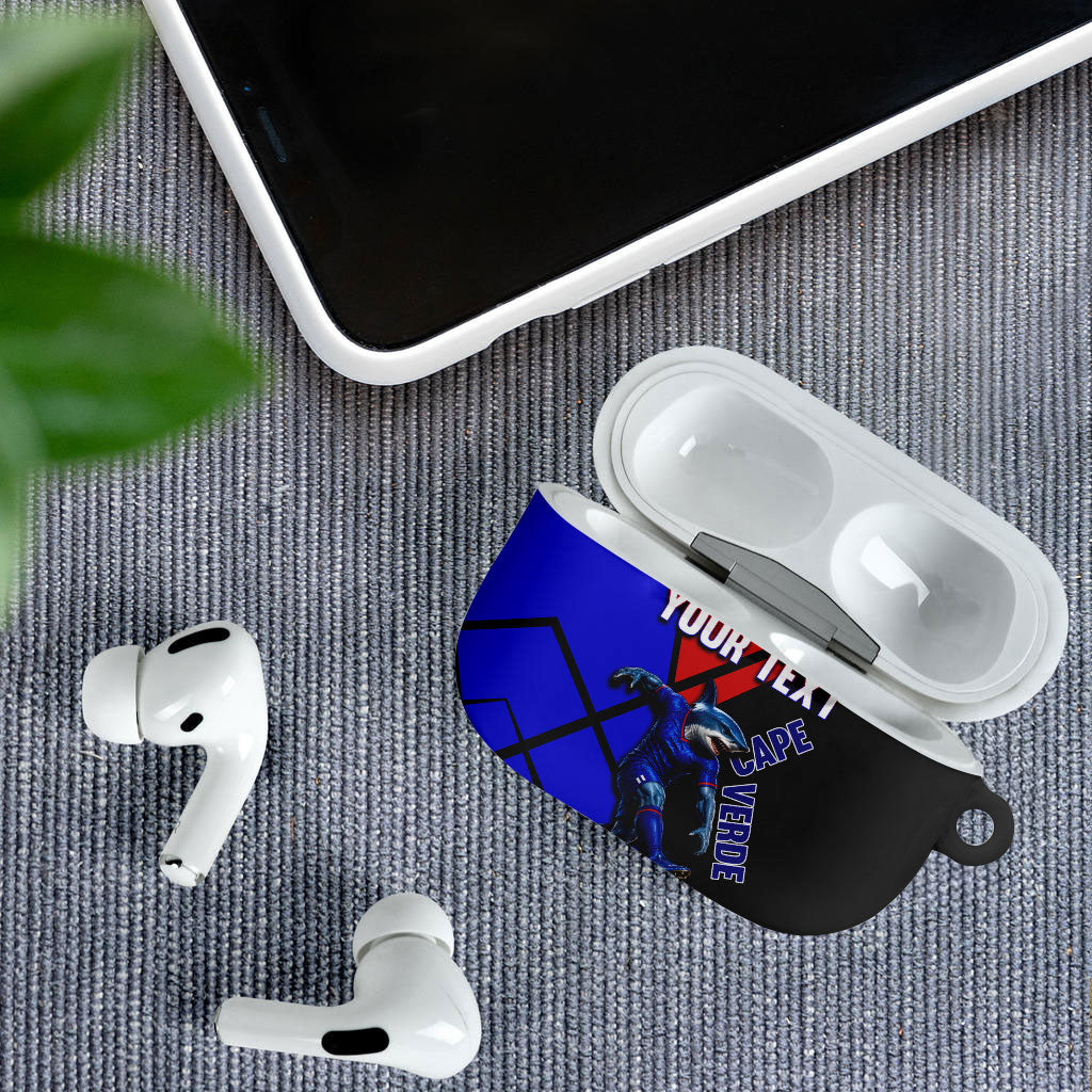 Personalized Cape Verde Soccer Shark Mascot AirPods Case Blue Sharks Football Player Dynamic Graphic