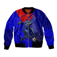 Personalized Cape Verde Soccer Shark Mascot Bomber Jacket Blue Sharks Football Player Dynamic Graphic