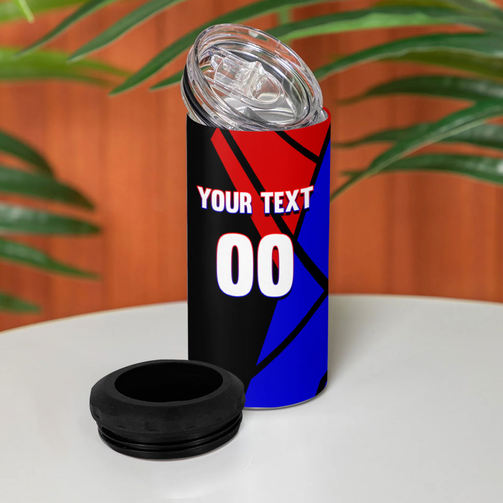 Personalized Cape Verde Soccer Shark Mascot 4 in 1 Can Cooler Tumbler Blue Sharks Football Player Dynamic Graphic