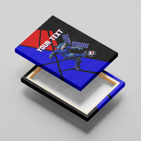 Personalized Cape Verde Soccer Shark Mascot Canvas Wall Art Blue Sharks Football Player Dynamic Graphic