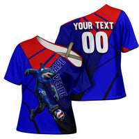Personalized Cape Verde Soccer Shark Mascot Cross Shoulder Shirt Blue Sharks Football Player Dynamic Graphic