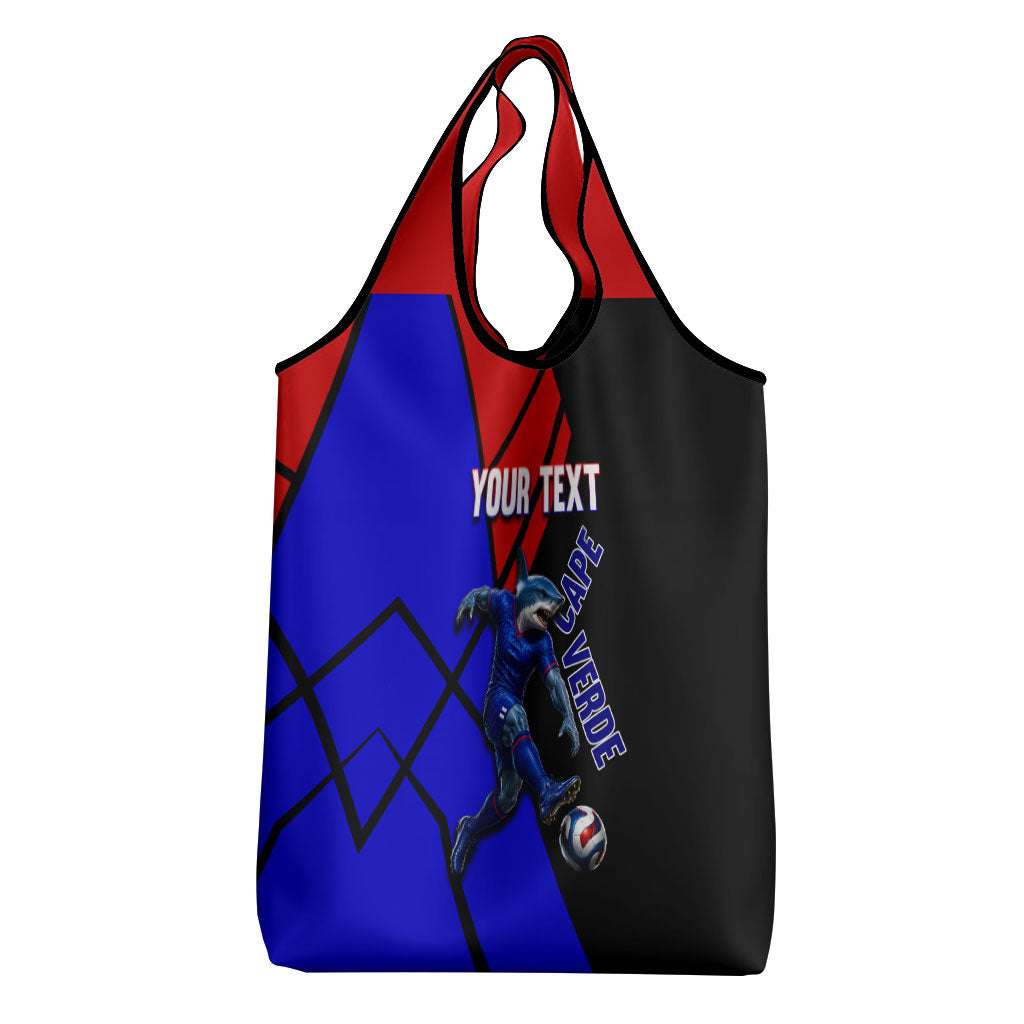 Personalized Cape Verde Soccer Shark Mascot Grocery Bag Blue Sharks Football Player Dynamic Graphic