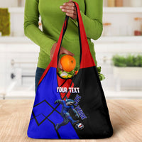 Personalized Cape Verde Soccer Shark Mascot Grocery Bag Blue Sharks Football Player Dynamic Graphic